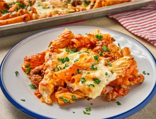 High Protein Sheet Pan Pasta Bake